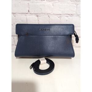 Mandarina Duck Navy Blue Saffiano Leather Structured Bag Italy Design NWOT
